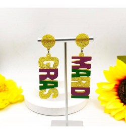 Mardi Gras Acrylic Earrings, Dangling Crown Carnival Mask Earrings Festive Party Jewelry Gifts for Women Girls C $6.11 Earrings