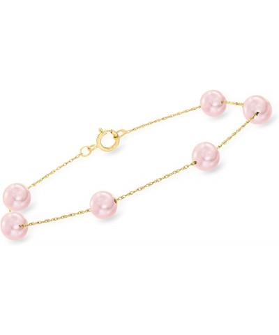 6-6.5mm Pink Cultured Pearl Station Bracelet in 14kt Yellow Gold 8.0 Inches $44.18 Bracelets