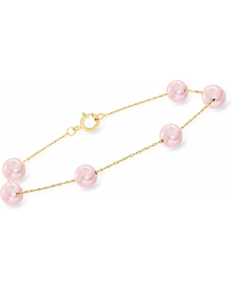 6-6.5mm Pink Cultured Pearl Station Bracelet in 14kt Yellow Gold 8.0 Inches $44.18 Bracelets