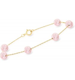 6-6.5mm Pink Cultured Pearl Station Bracelet in 14kt Yellow Gold 8.0 Inches $44.18 Bracelets