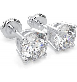 Moissanite Stud Earrings, 0.3ct-4.00ct DF Color Brilliant Round Cut Lab Created Diamond Stud Earrings 18K White Gold Plated S...