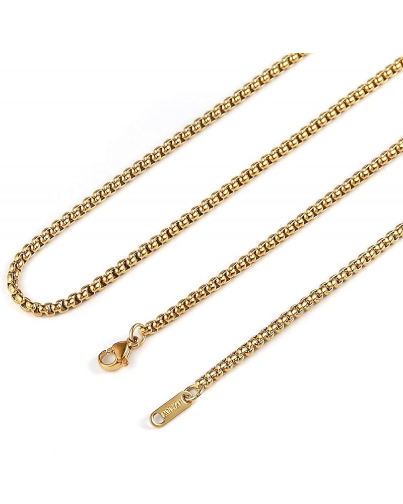 3.0mm Women Men Silver Stainless Steel Rolo Cable Wheat Chain Link Necklace 16-30 Inch Gold 16.0 Inches $6.23 Necklaces