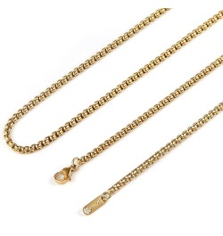 3.0mm Women Men Silver Stainless Steel Rolo Cable Wheat Chain Link Necklace 16-30 Inch Gold 16.0 Inches $6.23 Necklaces