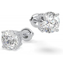 Moissanite Stud Earrings, 0.3ct-4.00ct DF Color Brilliant Round Cut Lab Created Diamond Stud Earrings 18K White Gold Plated S...