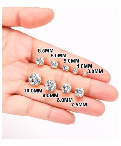 Moissanite Stud Earrings, 0.3ct-4.00ct DF Color Brilliant Round Cut Lab Created Diamond Stud Earrings 18K White Gold Plated S...