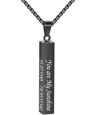 Personalized 3D Vertical Bar Necklace, Custom Necklace Engraved with Any Name Pendant Jewelry Gift Black Bar+Box Chain $8.15 ...