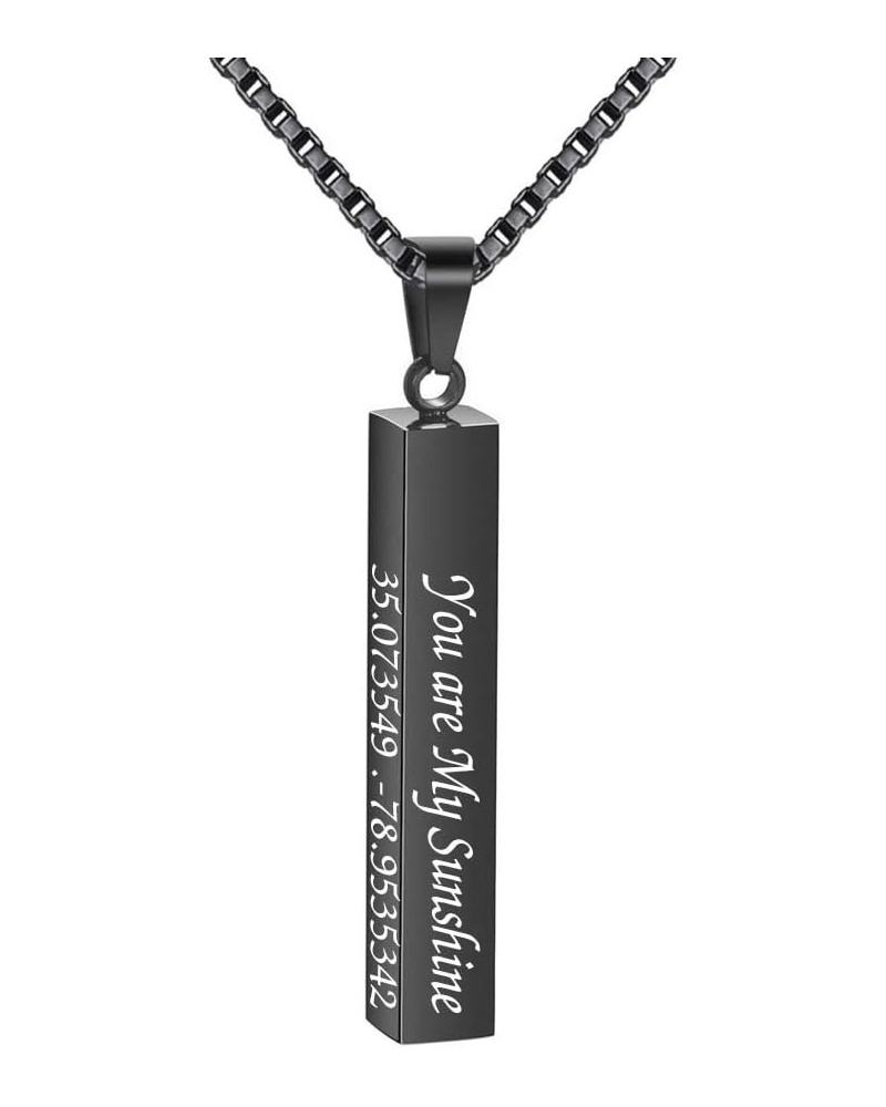 Personalized 3D Vertical Bar Necklace, Custom Necklace Engraved with Any Name Pendant Jewelry Gift Black Bar+Box Chain $8.15 ...