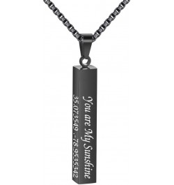 Personalized 3D Vertical Bar Necklace, Custom Necklace Engraved with Any Name Pendant Jewelry Gift Black Bar+Box Chain $8.15 ...