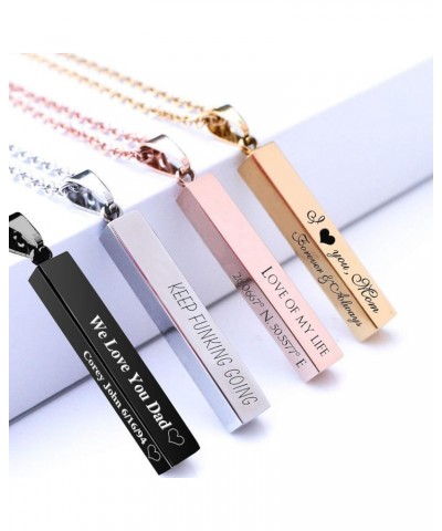 Personalized 3D Vertical Bar Necklace, Custom Necklace Engraved with Any Name Pendant Jewelry Gift Black Bar+Box Chain $8.15 ...