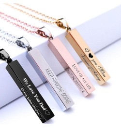 Personalized 3D Vertical Bar Necklace, Custom Necklace Engraved with Any Name Pendant Jewelry Gift Black Bar+Box Chain $8.15 ...