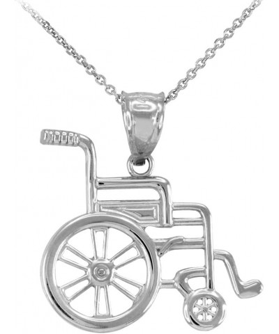 925 Sterling Silver Hospital Handicap Wheel Chair Charm Pendant Necklace 22.0 Inches $21.31 Necklaces