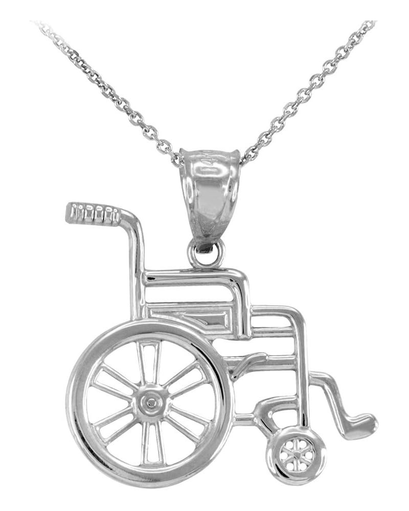 925 Sterling Silver Hospital Handicap Wheel Chair Charm Pendant Necklace 22.0 Inches $21.31 Necklaces