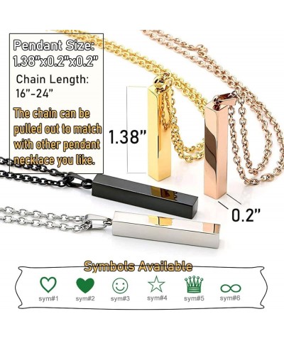 Personalized 3D Vertical Bar Necklace, Custom Necklace Engraved with Any Name Pendant Jewelry Gift Black Bar+Box Chain $8.15 ...