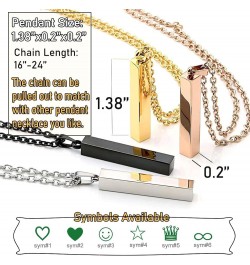 Personalized 3D Vertical Bar Necklace, Custom Necklace Engraved with Any Name Pendant Jewelry Gift Black Bar+Box Chain $8.15 ...