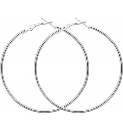 Silver Hoop Earrings Large Circle Fashion Jewelry Thin Earrings for Women Girls Gifts Silver - 90mm/3.54 inch $5.39 Earrings