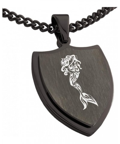 Stainless Steel Alluring Mermaid Shield Pendant Necklace Gunmetal $11.25 Necklaces