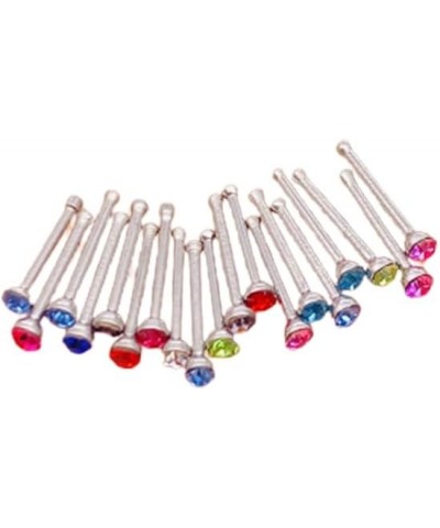 40/60Piece Stainless Steel Nose Stud Set Crystal Nostril Piercing Hoop Bulk L Shape Nose Ring Pack Piercing Nariz Body Jewelr...