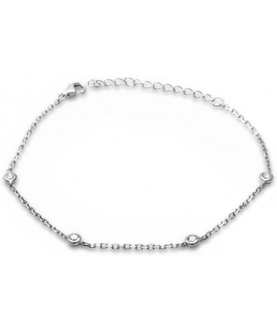 Sterling Silver Bezel Set Cubic Zirconia by the Yard Chain Bracelet Sterling Silver $10.12 Bracelets