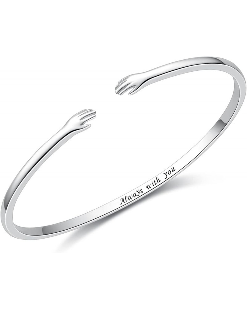 Hug Bracelets for Women Sterling Silver Come to My Arm Couple Hugging Cuff Bangles Wedding Band Bracelets Engraved Mantra Bra...