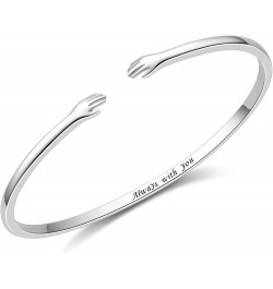 Hug Bracelets for Women Sterling Silver Come to My Arm Couple Hugging Cuff Bangles Wedding Band Bracelets Engraved Mantra Bra...