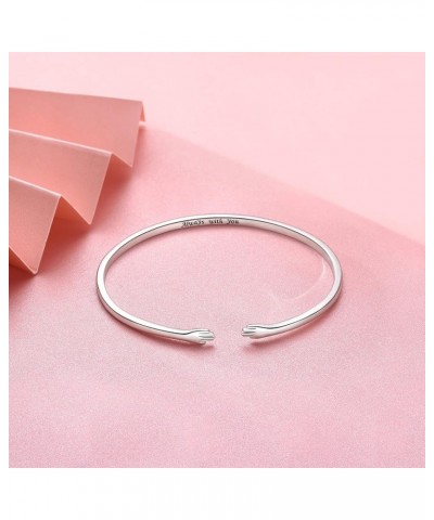 Hug Bracelets for Women Sterling Silver Come to My Arm Couple Hugging Cuff Bangles Wedding Band Bracelets Engraved Mantra Bra...