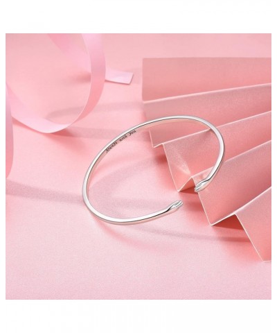 Hug Bracelets for Women Sterling Silver Come to My Arm Couple Hugging Cuff Bangles Wedding Band Bracelets Engraved Mantra Bra...