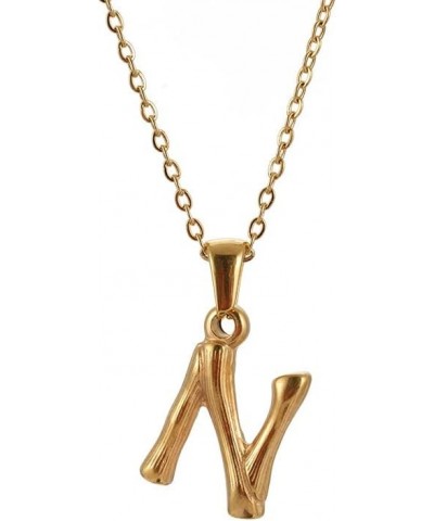 Gold Stainless Steel Initial Letter Necklace for Women Dainty Bamboo Alphabet Pendant Charms N $8.83 Necklaces