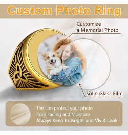 Custom Picture & Text Engraved Ring Stainless Steel 18K Gold Plated Wedding Engagement Heart/Round/Shield/Square Signet Rings...