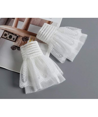 Women's Wrist Cuffs Floral Layered Lace Cuff Detachable False Sleeves For Women Girls Q $7.79 Bracelets