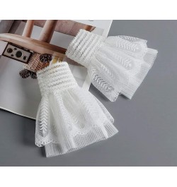 Women's Wrist Cuffs Floral Layered Lace Cuff Detachable False Sleeves For Women Girls Q $7.79 Bracelets