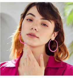 Classic Big Earrings 70s 80s Matte Metal Hoop Dangle Earrings for Women Colorful Oval Round Square Hoop Earrings Retro Neon E...