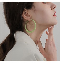 Classic Big Earrings 70s 80s Matte Metal Hoop Dangle Earrings for Women Colorful Oval Round Square Hoop Earrings Retro Neon E...