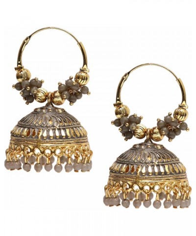 Indian Ethnic Gold Plated Fashion Oxidized Designer Traditional Afghani Wedding Party-wear Bollywood Dangle Hoop Bali Jhumka ...