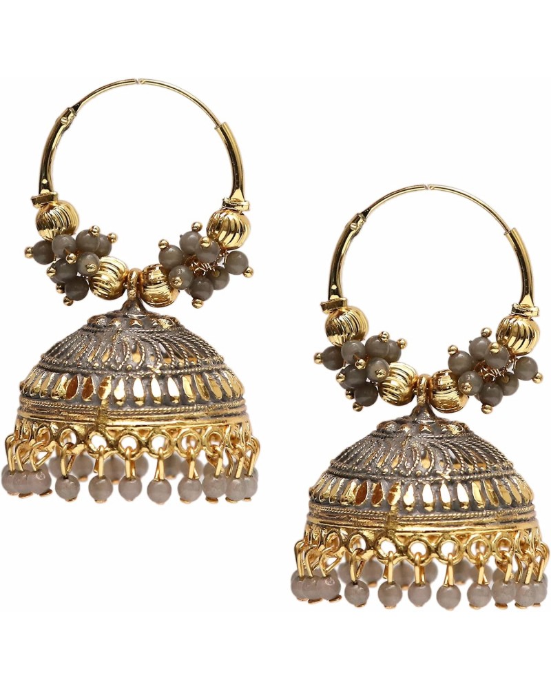 Indian Ethnic Gold Plated Fashion Oxidized Designer Traditional Afghani Wedding Party-wear Bollywood Dangle Hoop Bali Jhumka ...