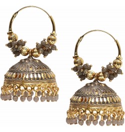 Indian Ethnic Gold Plated Fashion Oxidized Designer Traditional Afghani Wedding Party-wear Bollywood Dangle Hoop Bali Jhumka ...