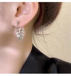 925 Sterling Silver Stud Earrings Minimalist Bar Earrings with Chain Dangle Earrings for Women Sliver $6.84 Earrings