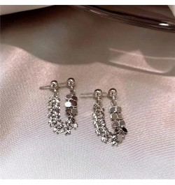 925 Sterling Silver Stud Earrings Minimalist Bar Earrings with Chain Dangle Earrings for Women Sliver $6.84 Earrings