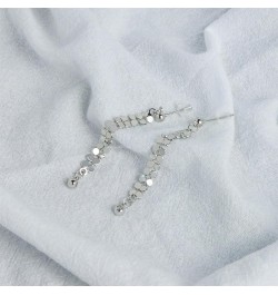 925 Sterling Silver Stud Earrings Minimalist Bar Earrings with Chain Dangle Earrings for Women Sliver $6.84 Earrings