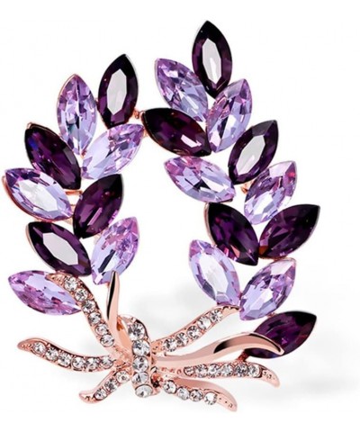 Purple Crystal Bauhinia Brooch Rhinestones Flower Brooches For Women Plant Lapel Pin Suit Dress Scarf Accessories Wedding Gif...