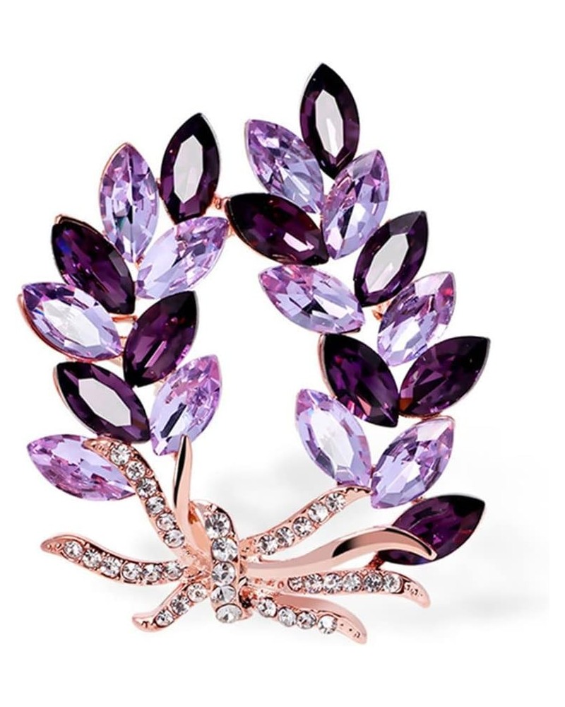 Purple Crystal Bauhinia Brooch Rhinestones Flower Brooches For Women Plant Lapel Pin Suit Dress Scarf Accessories Wedding Gif...