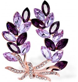 Purple Crystal Bauhinia Brooch Rhinestones Flower Brooches For Women Plant Lapel Pin Suit Dress Scarf Accessories Wedding Gif...