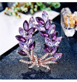 Purple Crystal Bauhinia Brooch Rhinestones Flower Brooches For Women Plant Lapel Pin Suit Dress Scarf Accessories Wedding Gif...