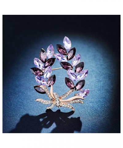 Purple Crystal Bauhinia Brooch Rhinestones Flower Brooches For Women Plant Lapel Pin Suit Dress Scarf Accessories Wedding Gif...