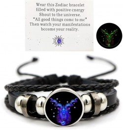 Vintage Zodiac Constellation Bracelets Zodiac Guardian Bracelet Black Leather Bracelet Adjustable Handmade Woven Bracelet Bir...