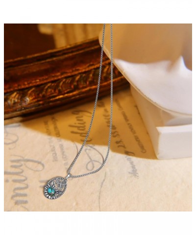 Turquoise Necklace for Women 925 Sterling Silver Butterfly and Flower Necklaces Vintage Oval Turquoise/Opal Pendant Necklace ...