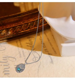 Turquoise Necklace for Women 925 Sterling Silver Butterfly and Flower Necklaces Vintage Oval Turquoise/Opal Pendant Necklace ...