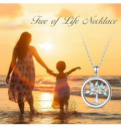 Tree of Life Necklace Sterling Silver Blue Cubic Zirconia Family Tree Pendant Jewelry for Women Gift for Mother Wife Friends(...