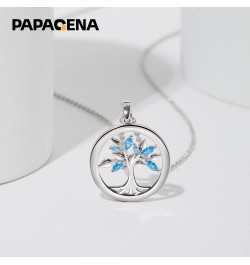 Tree of Life Necklace Sterling Silver Blue Cubic Zirconia Family Tree Pendant Jewelry for Women Gift for Mother Wife Friends(...