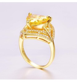 Women's Yellow Gold Plated Trillion Cut Created Citrine Cocktail Ring Jewelry CZ Cubic Zirconia Filled Promise Bands for Mom ...