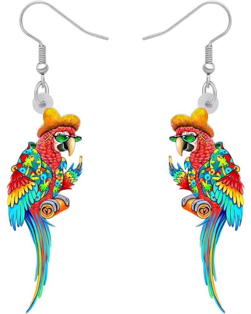 Cute Acrylic Macaw Parrot Earrings Dangle Charms Jimmy Buffett Accessories for Women Girls Summer Animals Jewelry Gifts Hawai...